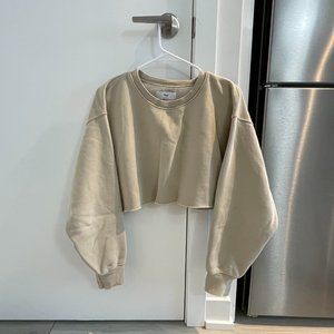 TNA Boyfriend Cropped Sweatshirt (Beige, Size 2)